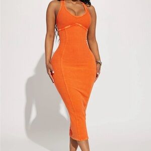 Orange Sleeveless Bodycon Dress